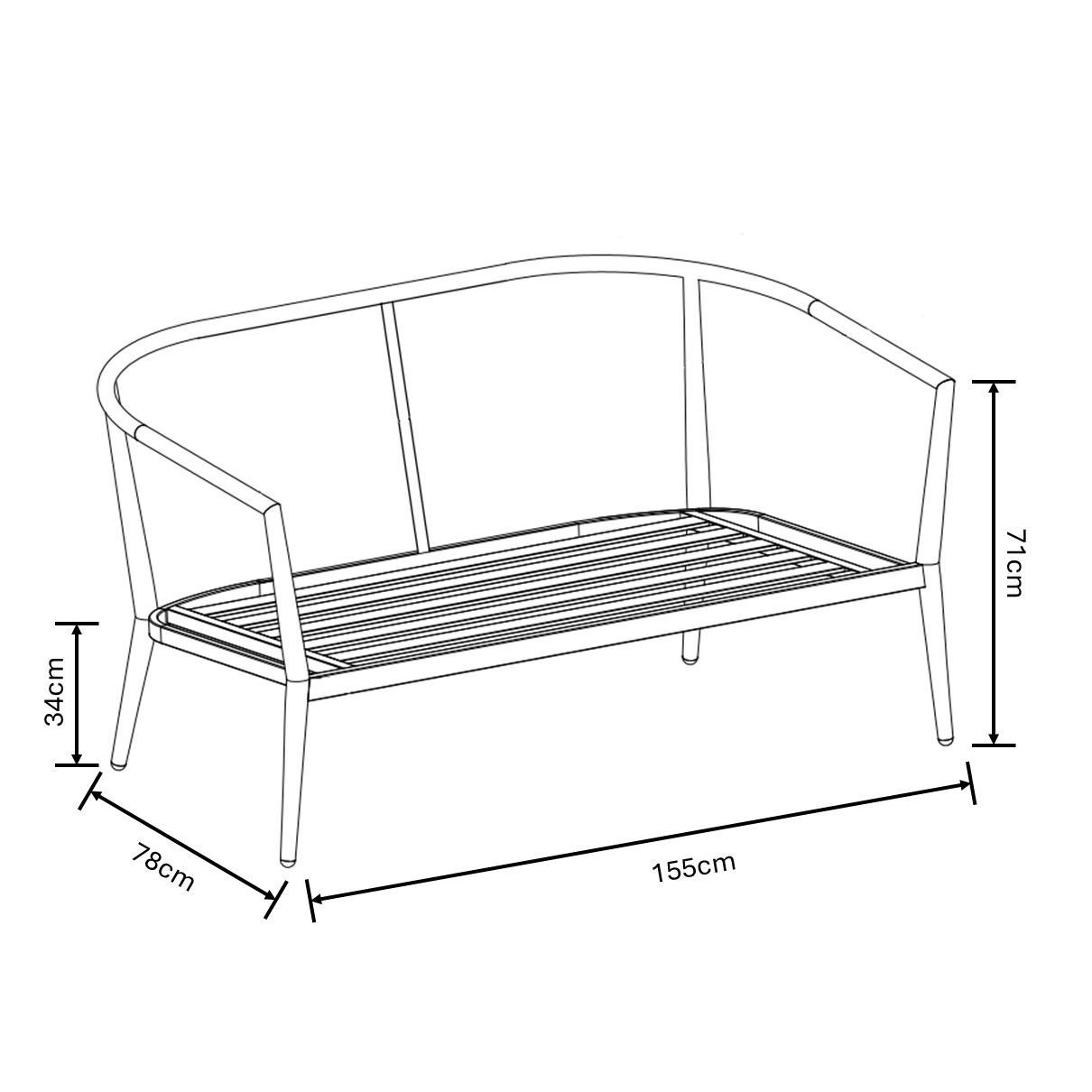 Tierra 2 Seat Lounge Set dimensions