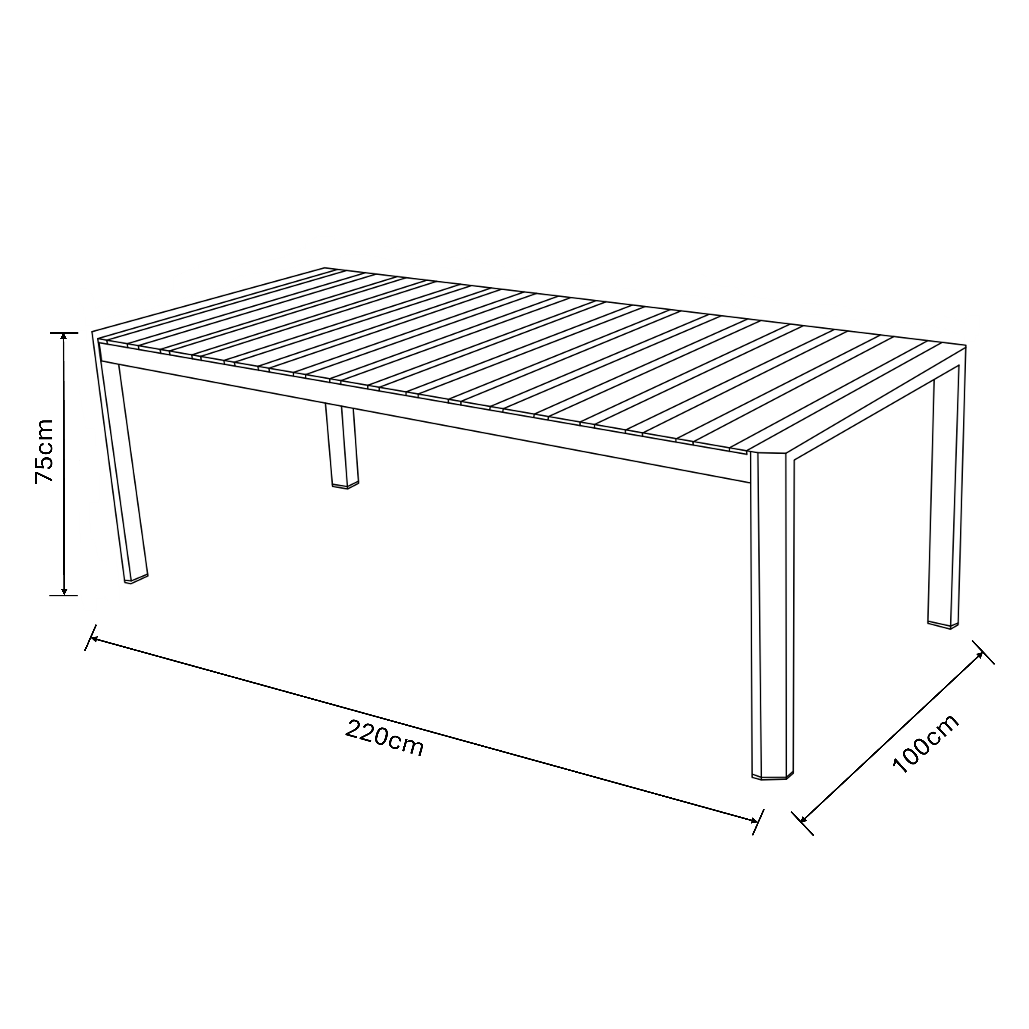 Rio 8 Seat Rectangular Dining Set dimensions