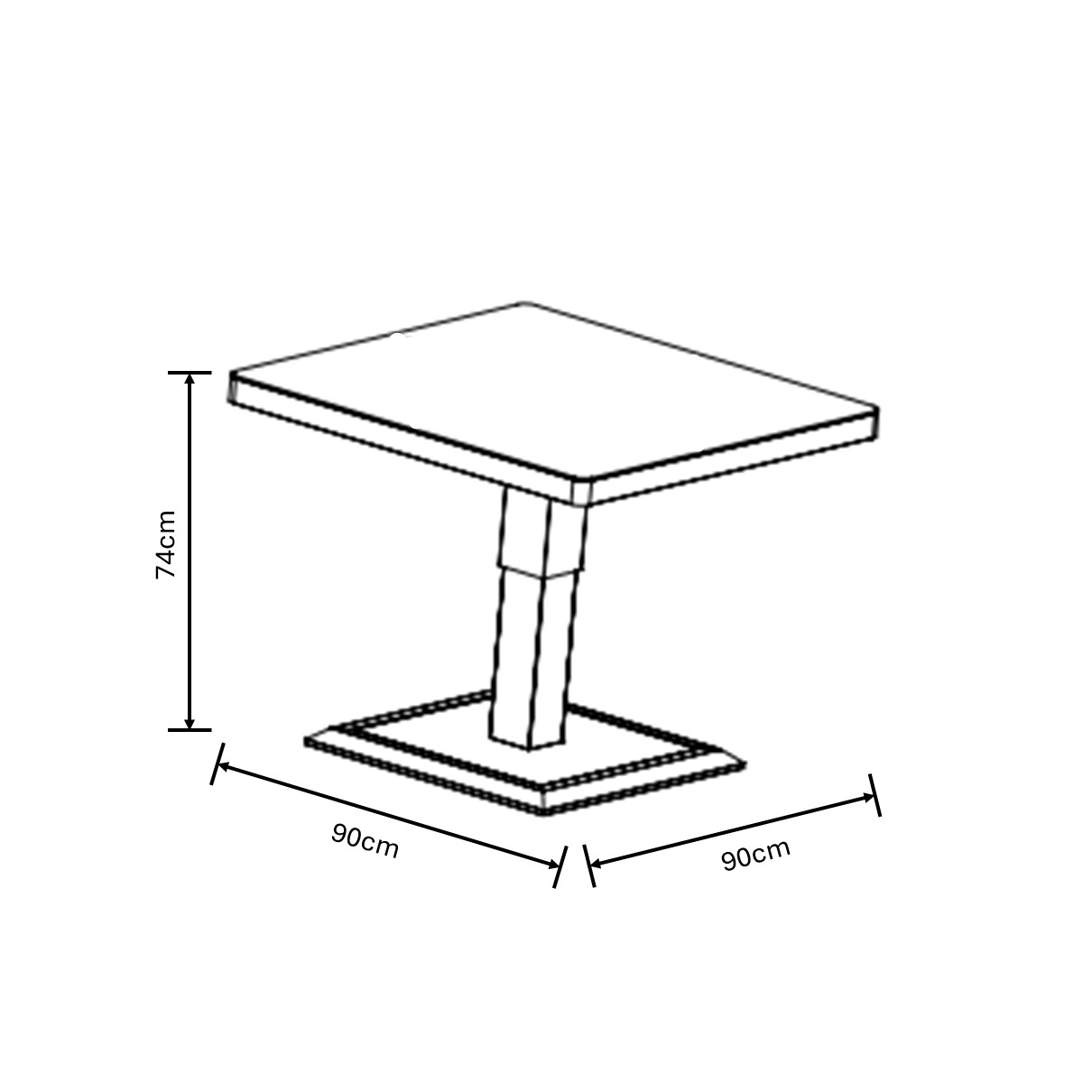 Aries Square Casual Dining Set dimensions