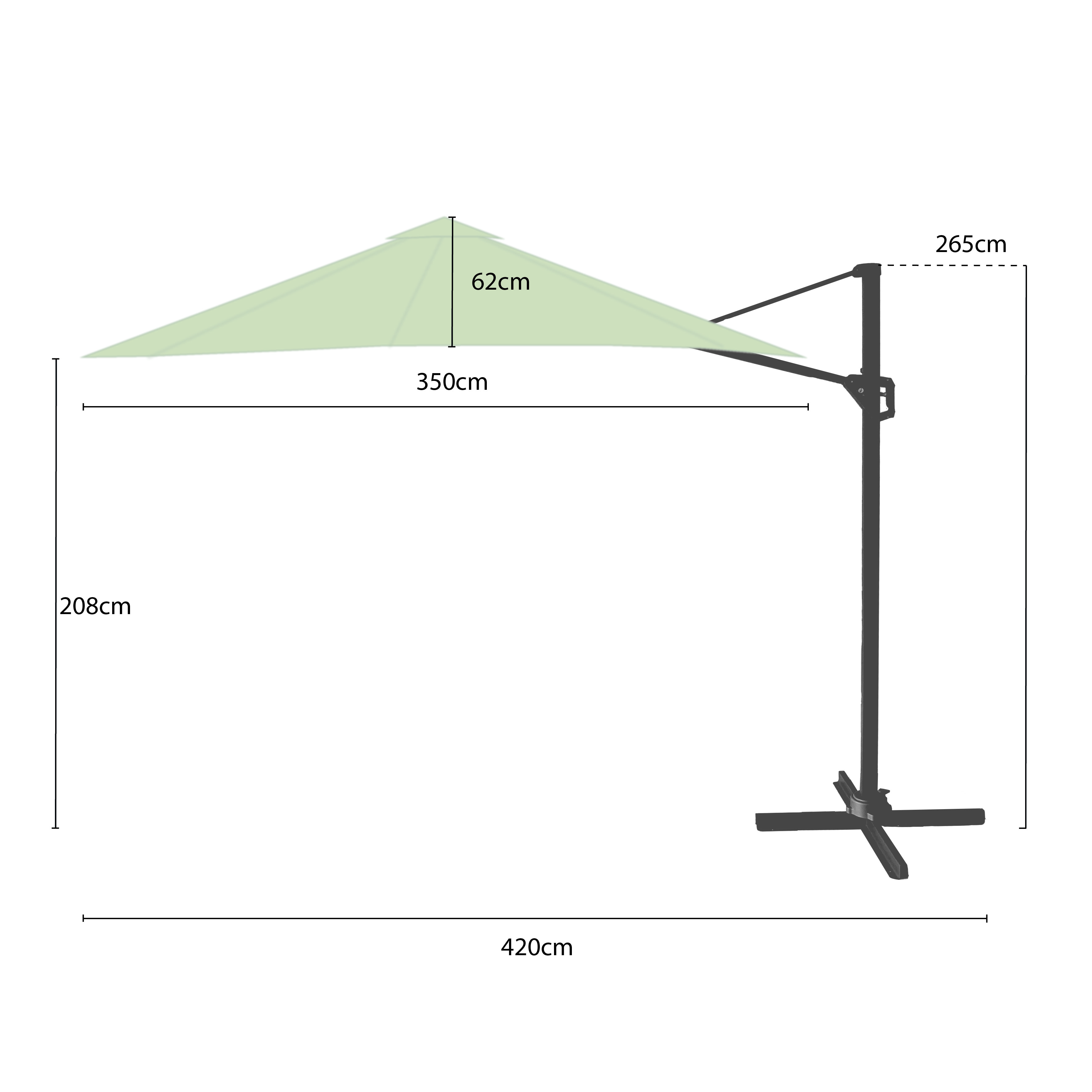 Seychelles 3.5m Round Cantilever with Bluetooth Speaker dimensions