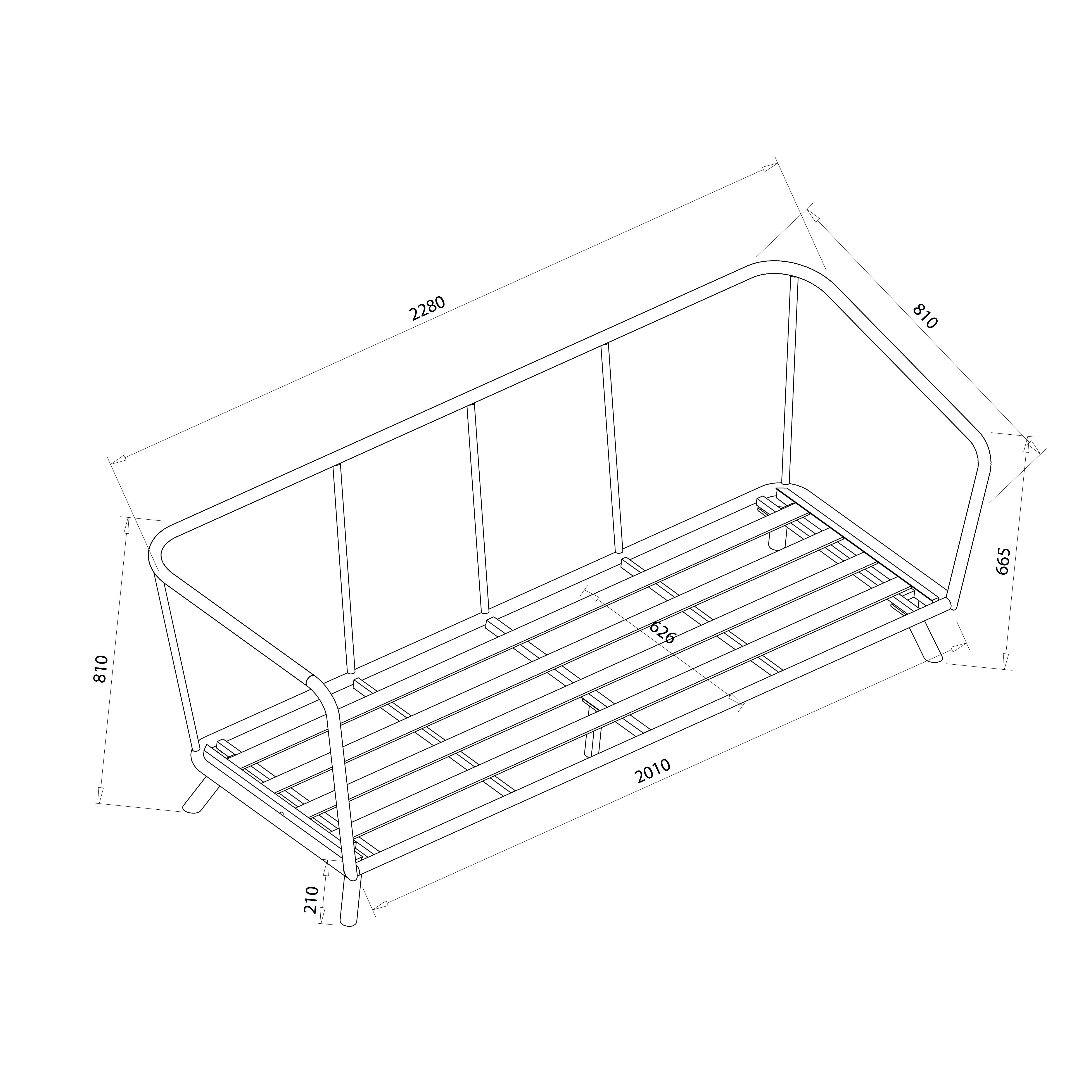 Eden 3 Seat Lounge Set dimensions