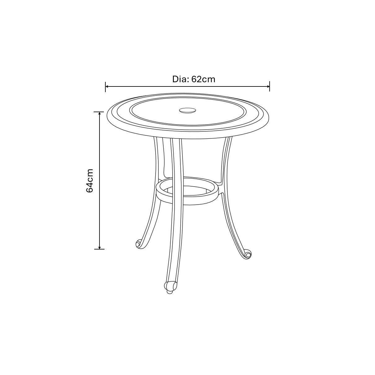 Amalfi Bistro Set dimensions