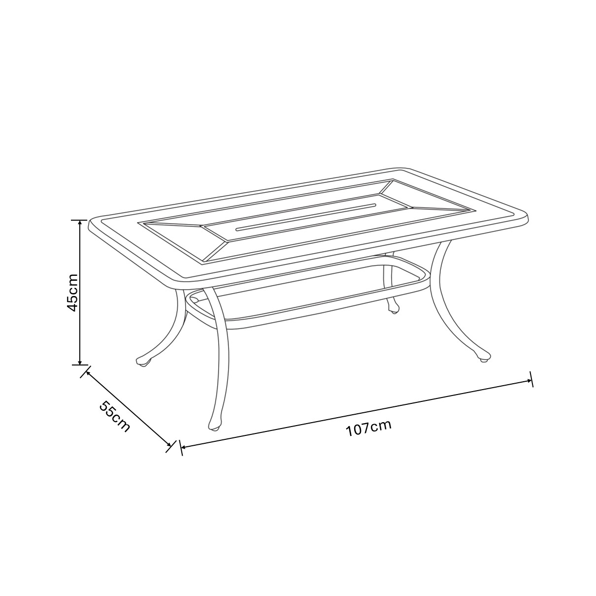 Amalfi Coffee Table dimensions