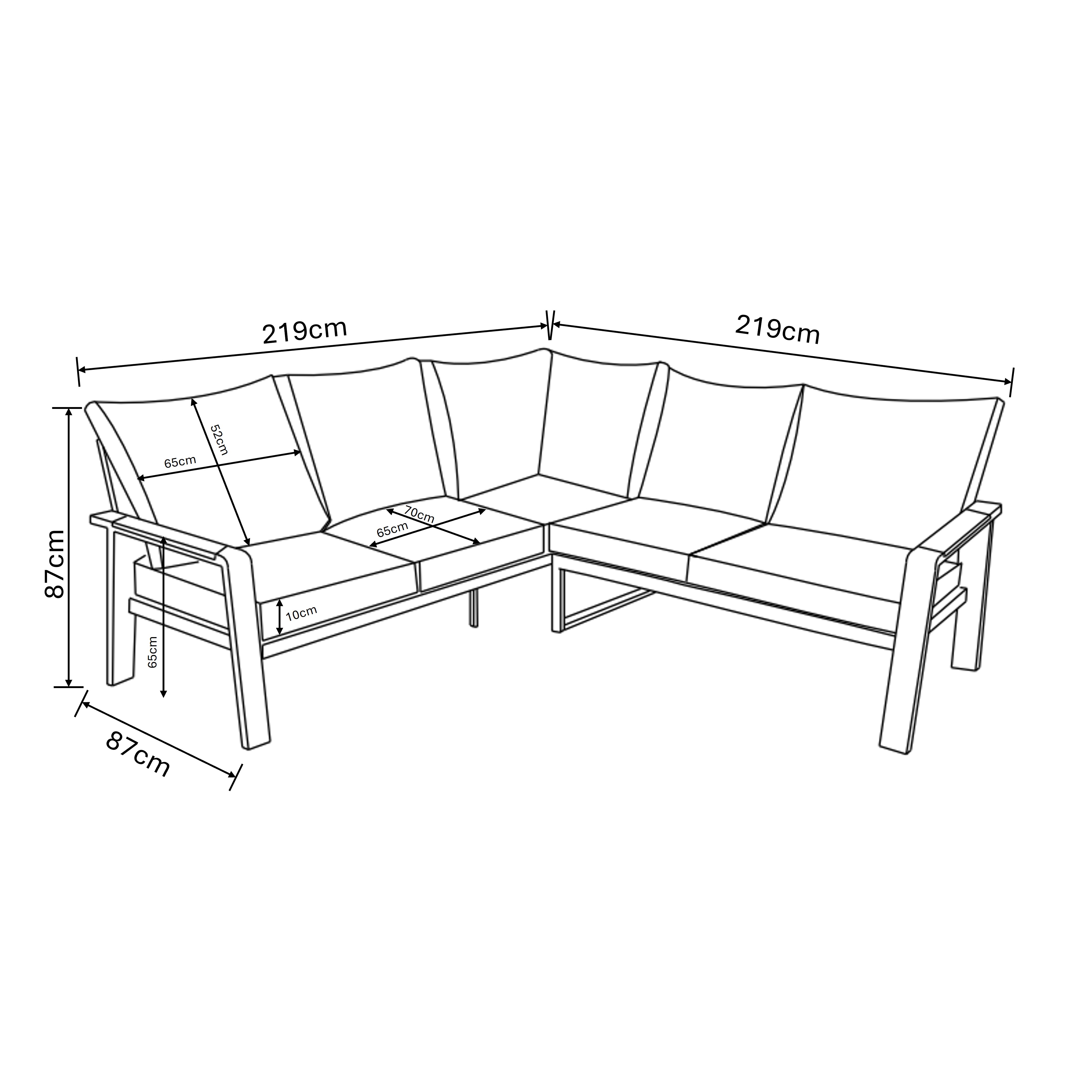 Sonas Square Casual Dining Set dimensions