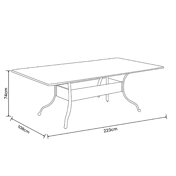 Capri 8 Seat Rectangular Dining Set dimensions
