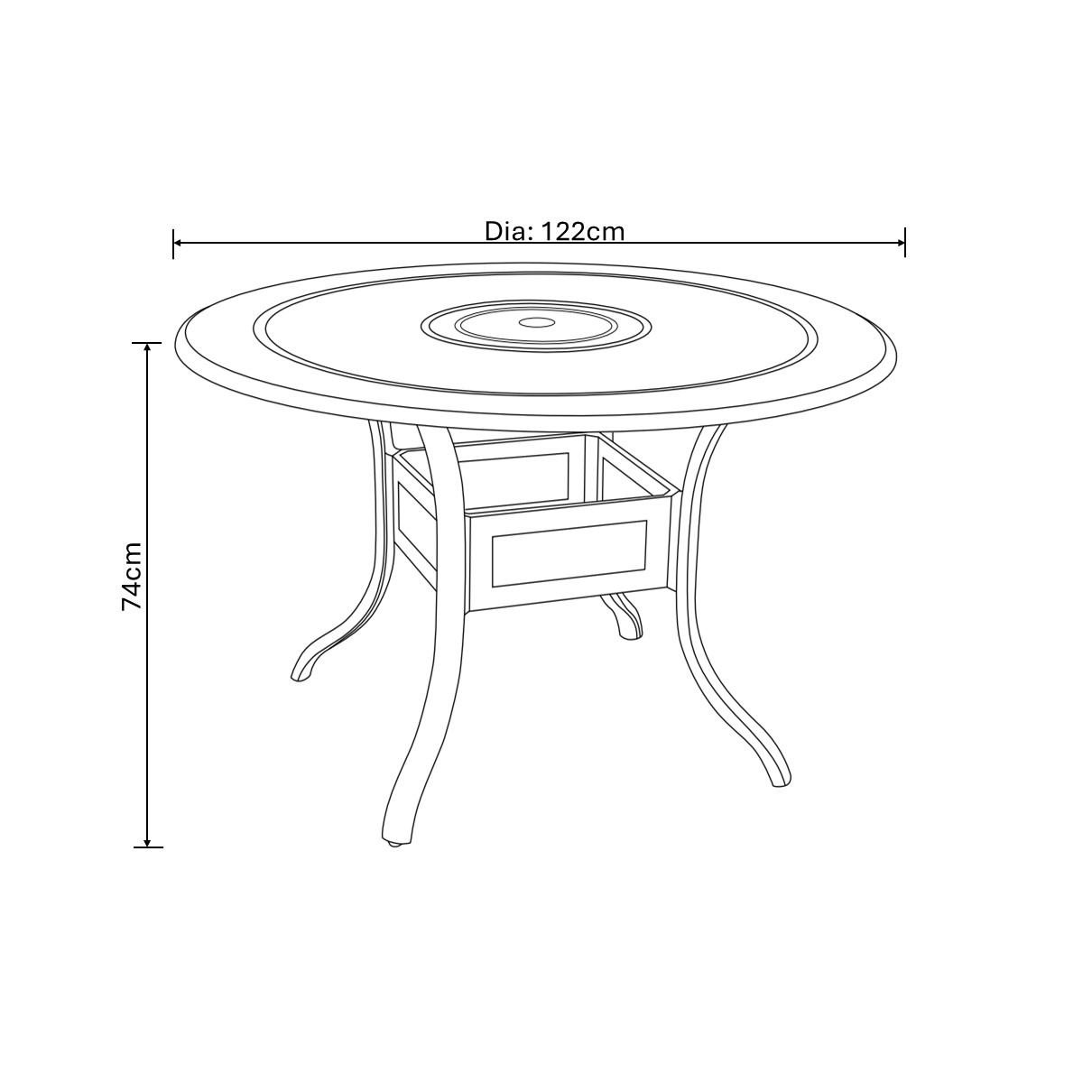 Capri 4 Seat Round Dining Set dimensions