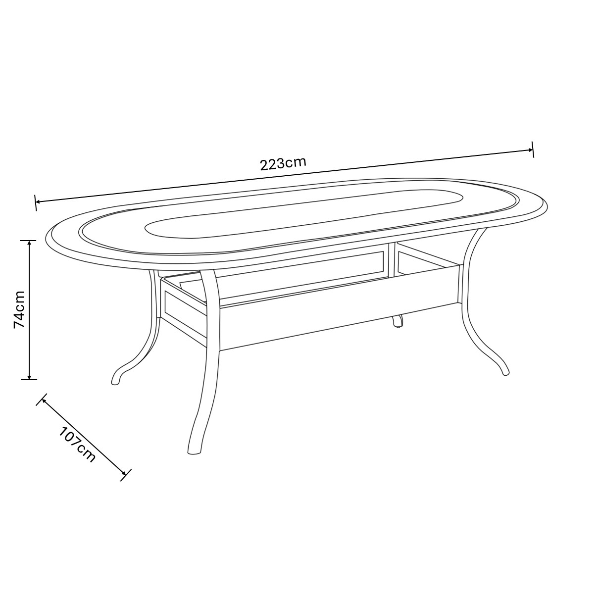 Capri 6 Seat Oval Dining Set dimensions