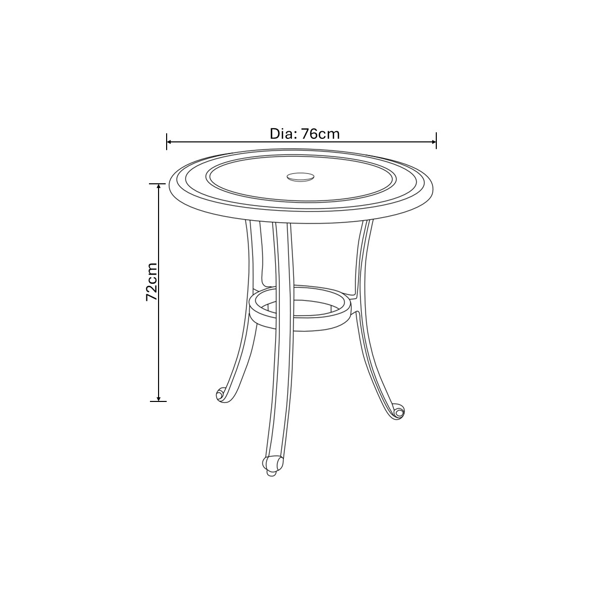 Capri Bistro Set dimensions
