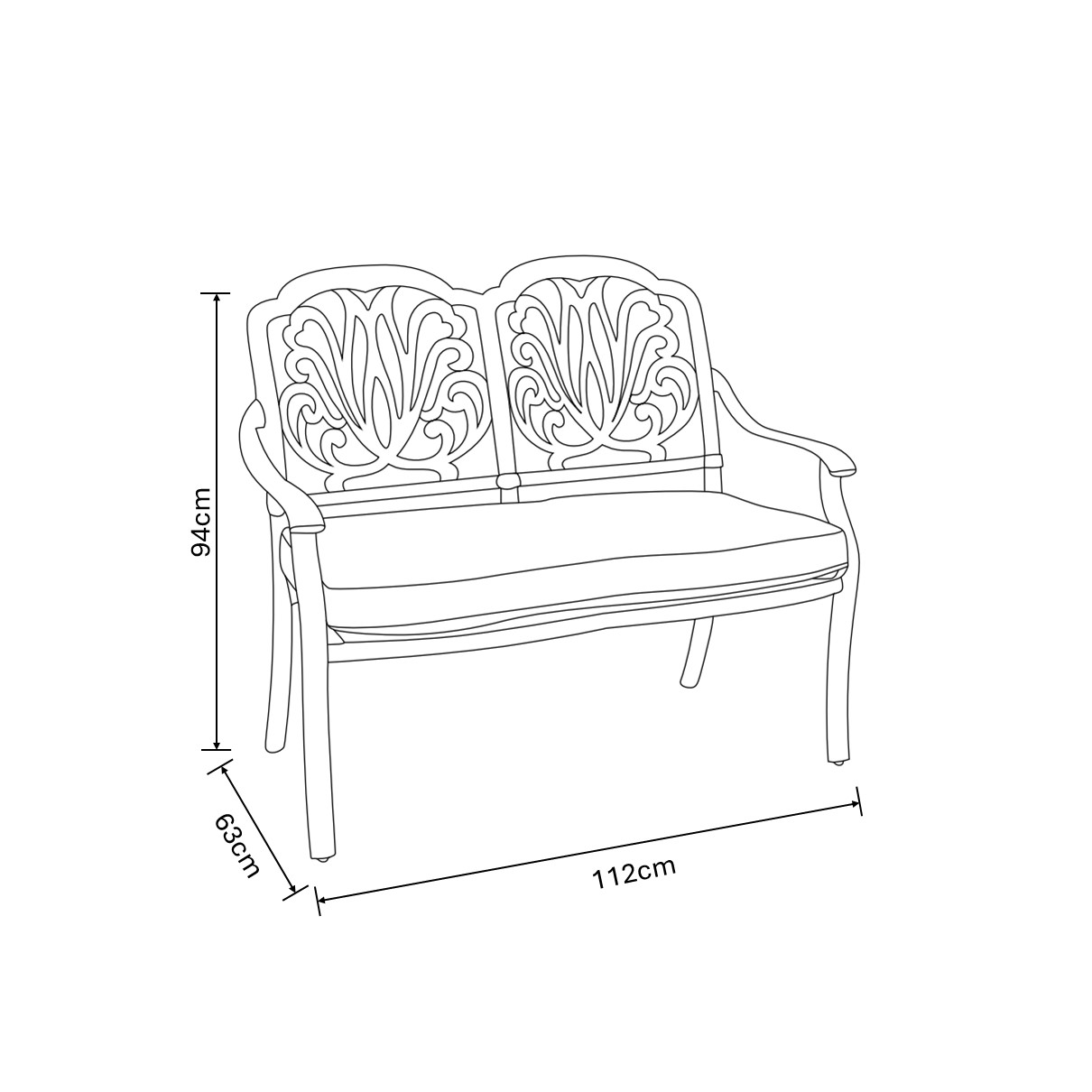 Capri High Back Bench dimensions