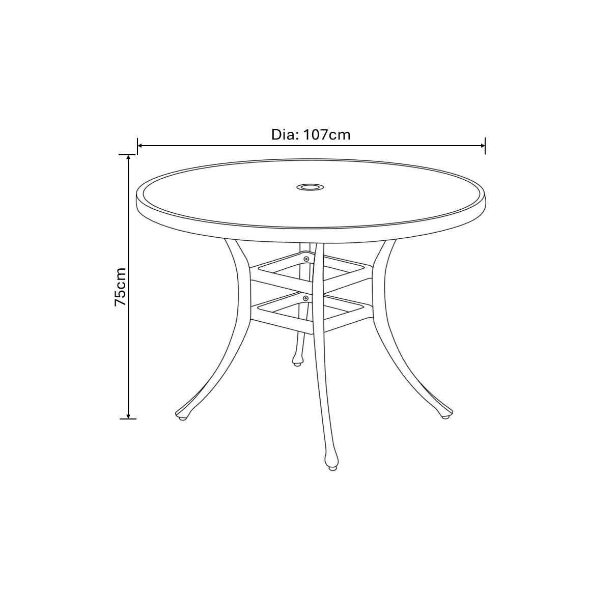 Berkeley 4 Seat Round Dining Set dimensions