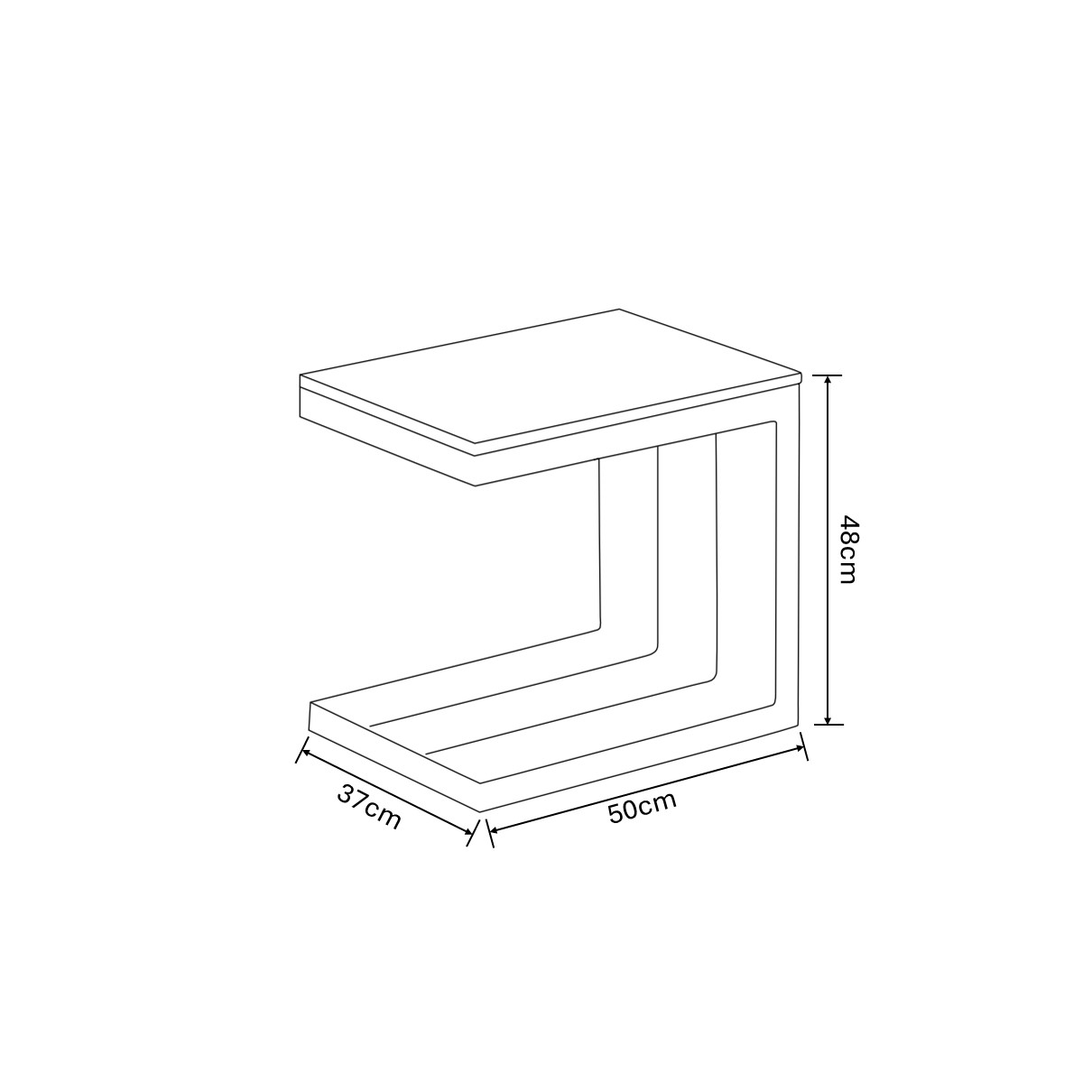 Singapore Side Table dimensions