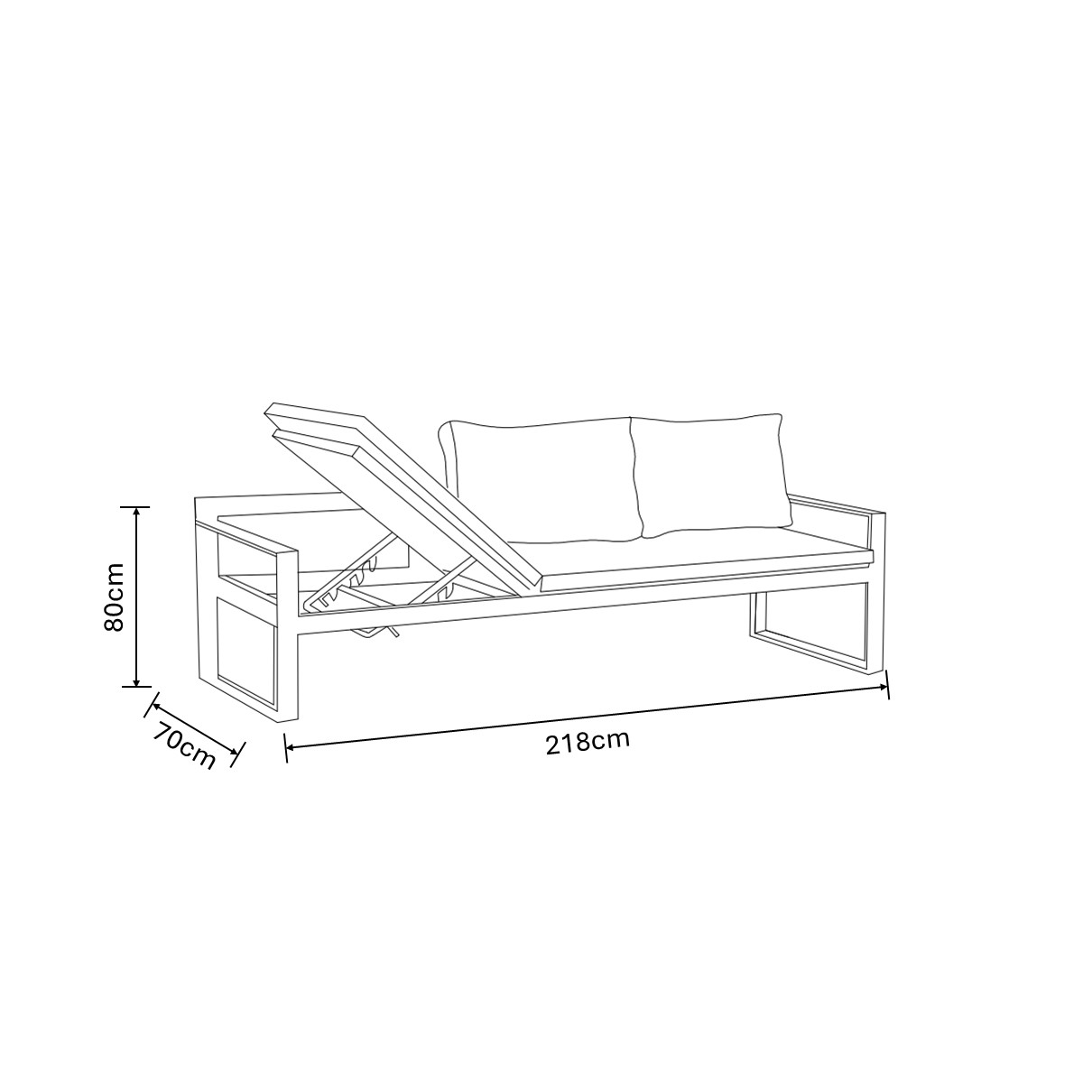 Vienna 3 Seat Lounge Set with Integrated Lounger dimensions