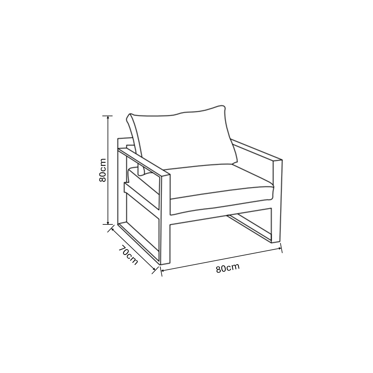 Vienna 3 Seat Lounge Set with Integrated Lounger dimensions