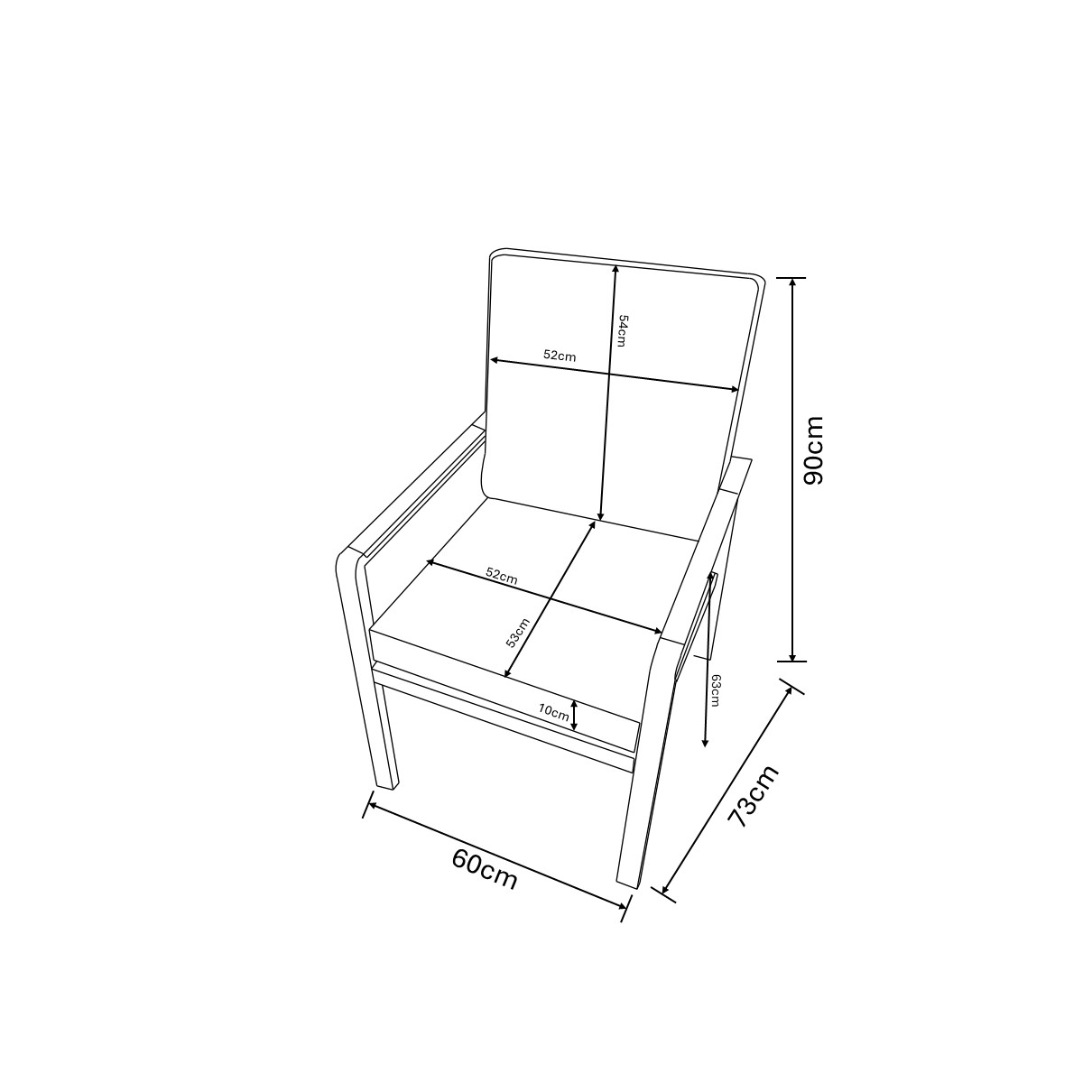 Sonas 4 Seat Dining Set dimensions