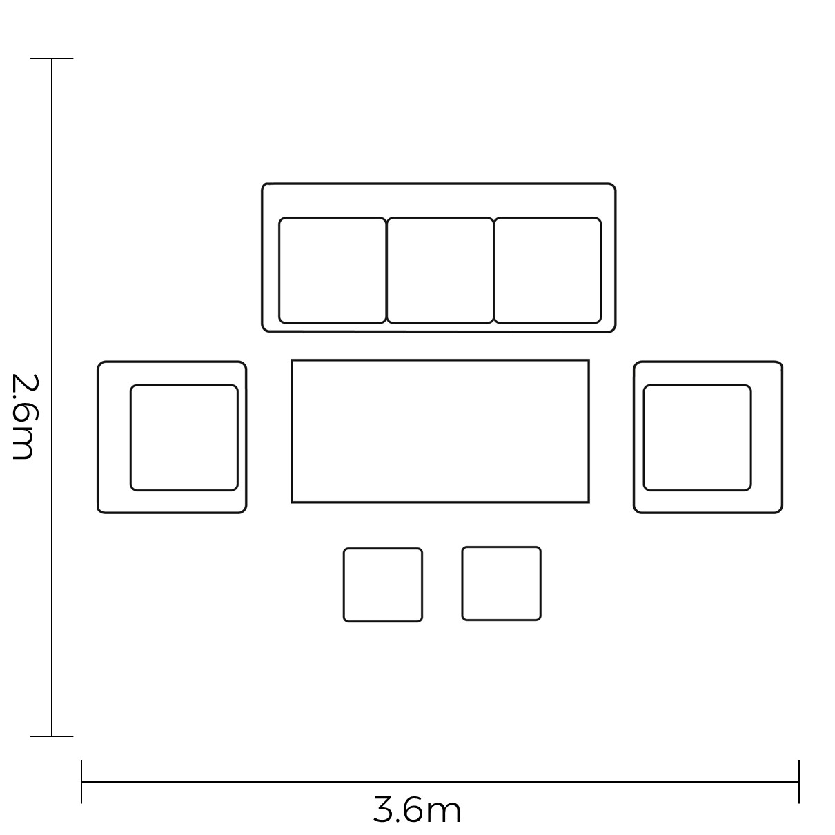 Aries 3 Seat Lounge Set footprint