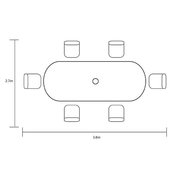 Amalfi 6 Seat Oval Dining Set footprint