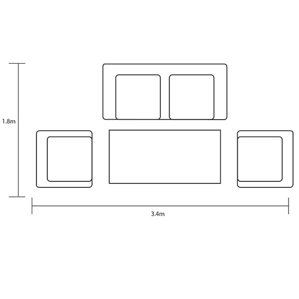 Amalfi 2 Seat Casual Lounge Set footprint