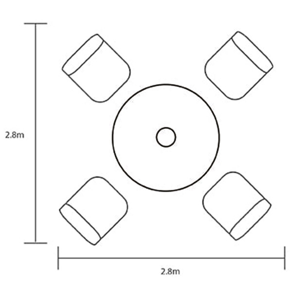 Amalfi 4 Seat Round Dining Set footprint