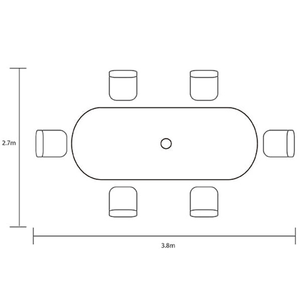 Amalfi 6 Seat Oval Dining Set footprint