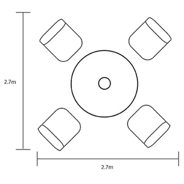 Berkeley 4 Seat Round Dining Set footprint