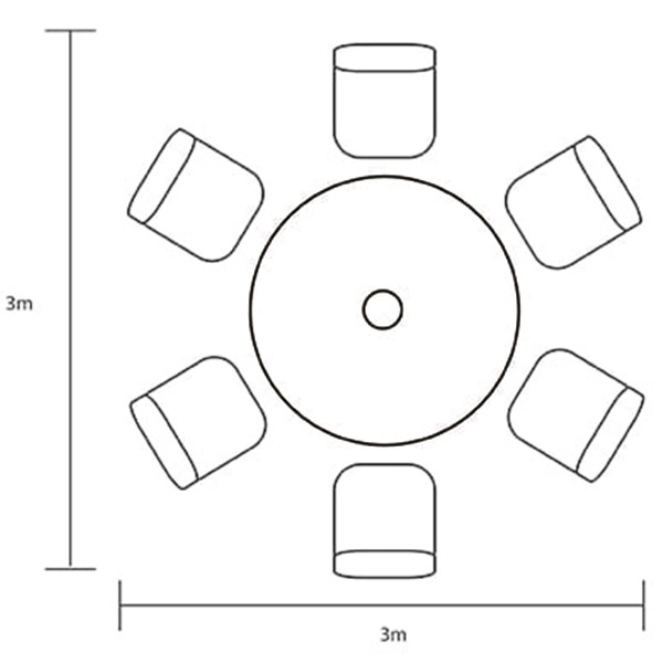 Berkeley 6 Seat Round Dining Set footprint