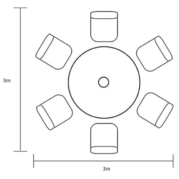 Berkeley 6 Seat Round Dining Set footprint