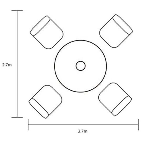 Berkeley 4 Seat Round Dining Set footprint