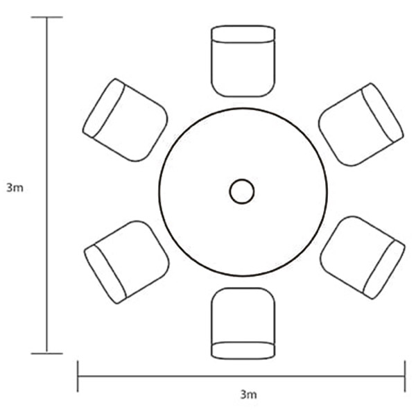 Berkeley 6 Seat Round Dining Set footprint
