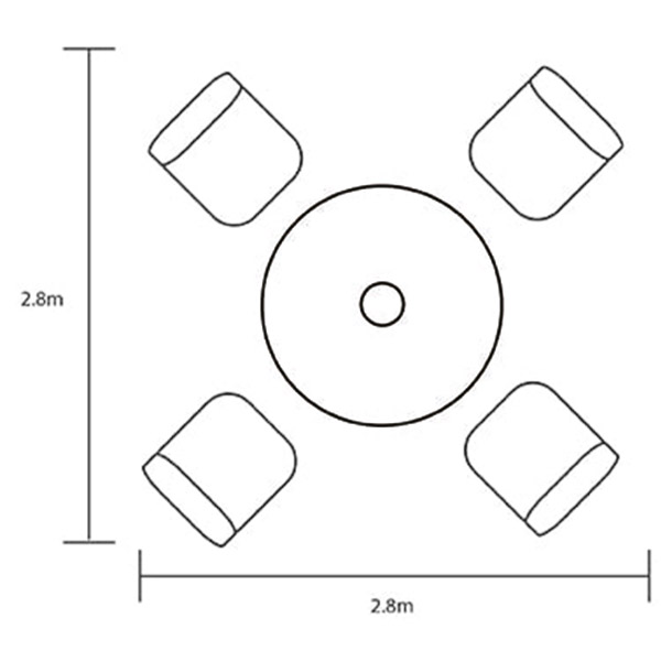 Capri 4 Seat Round Dining Set footprint