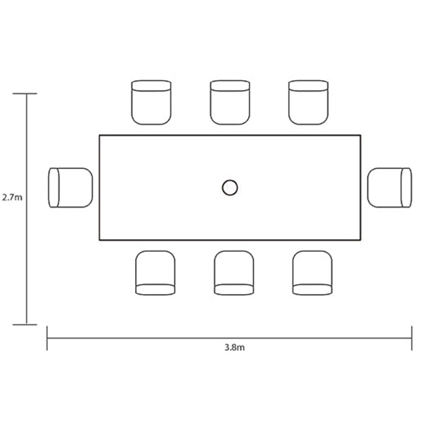 Capri 8 Seat Rectangular Dining Set footprint