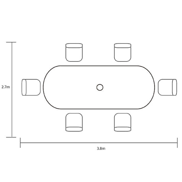 Capri 6 Seat Oval Dining Set footprint