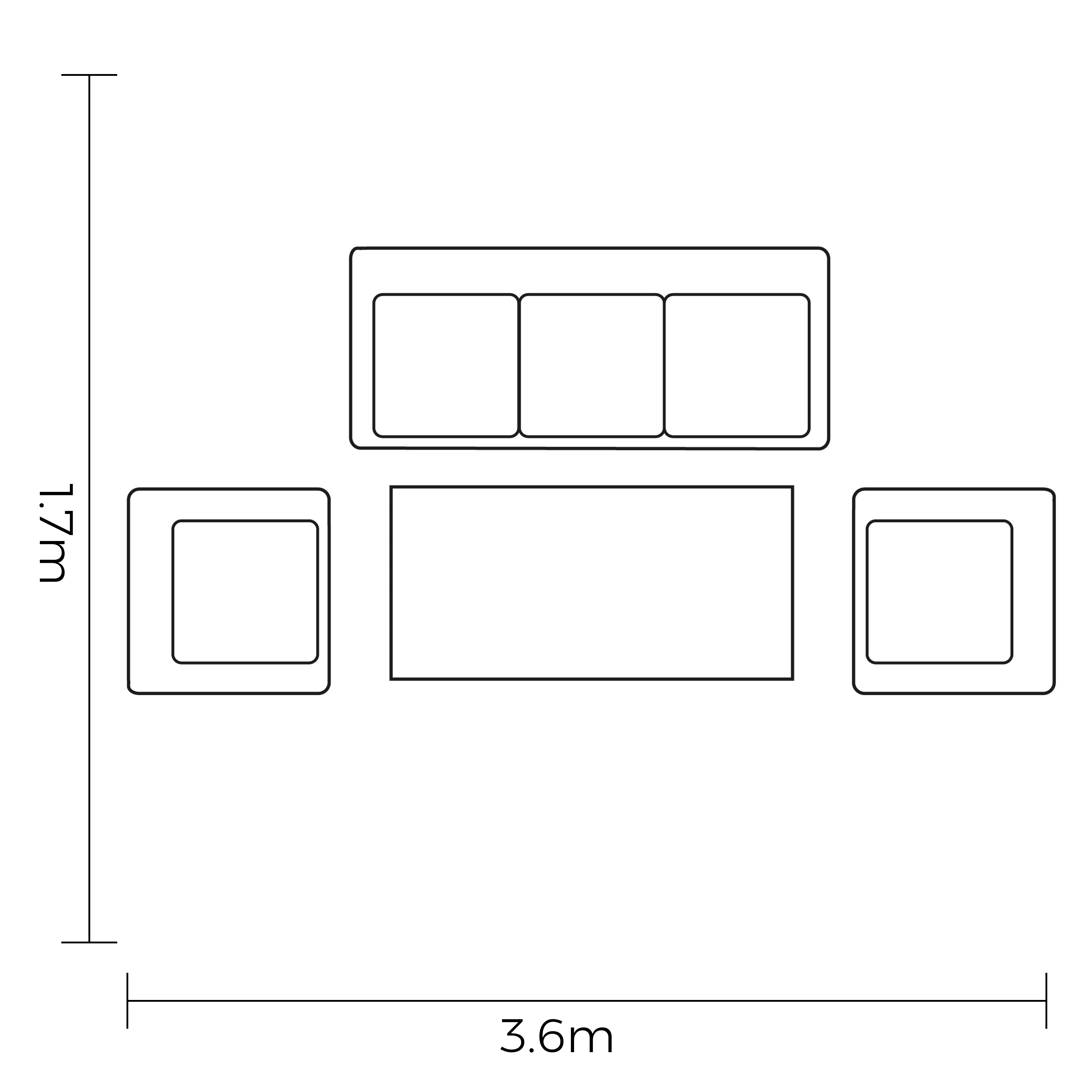 Buxton 3 Seat Lounge Set footprint