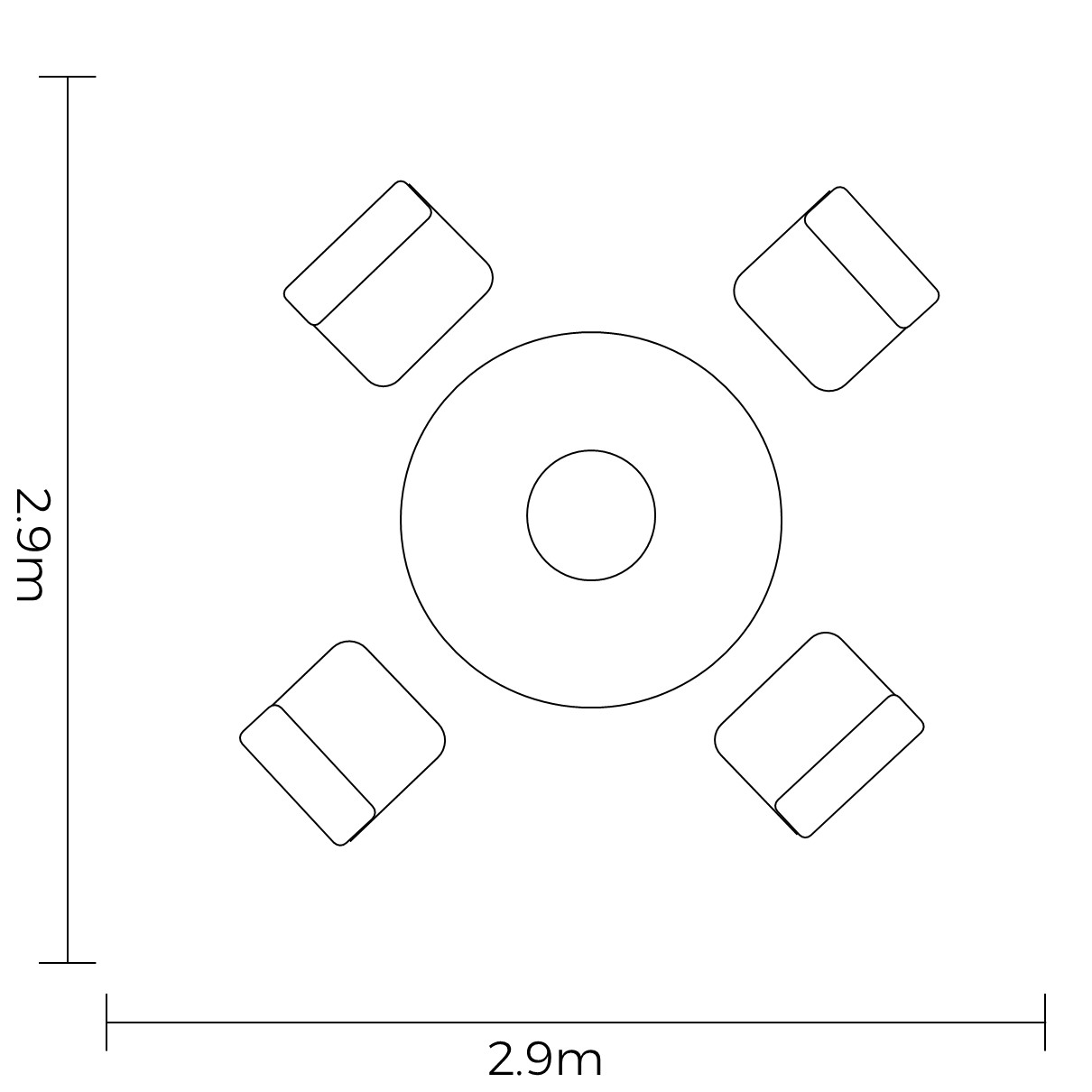 Buxton 4 Seat Cosy Firepit Lounge Set footprint