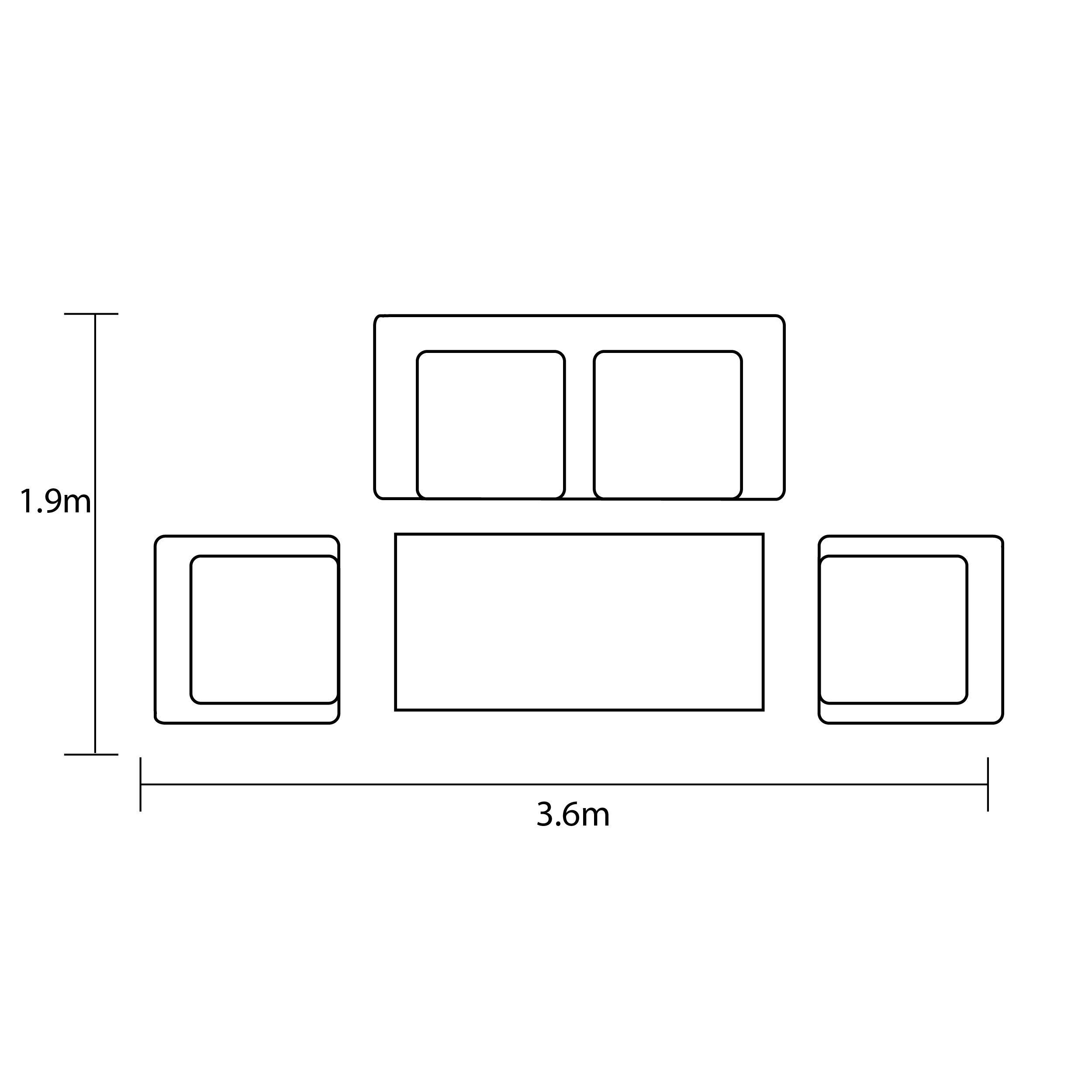 Eden 2 Seat Lounge Set footprint