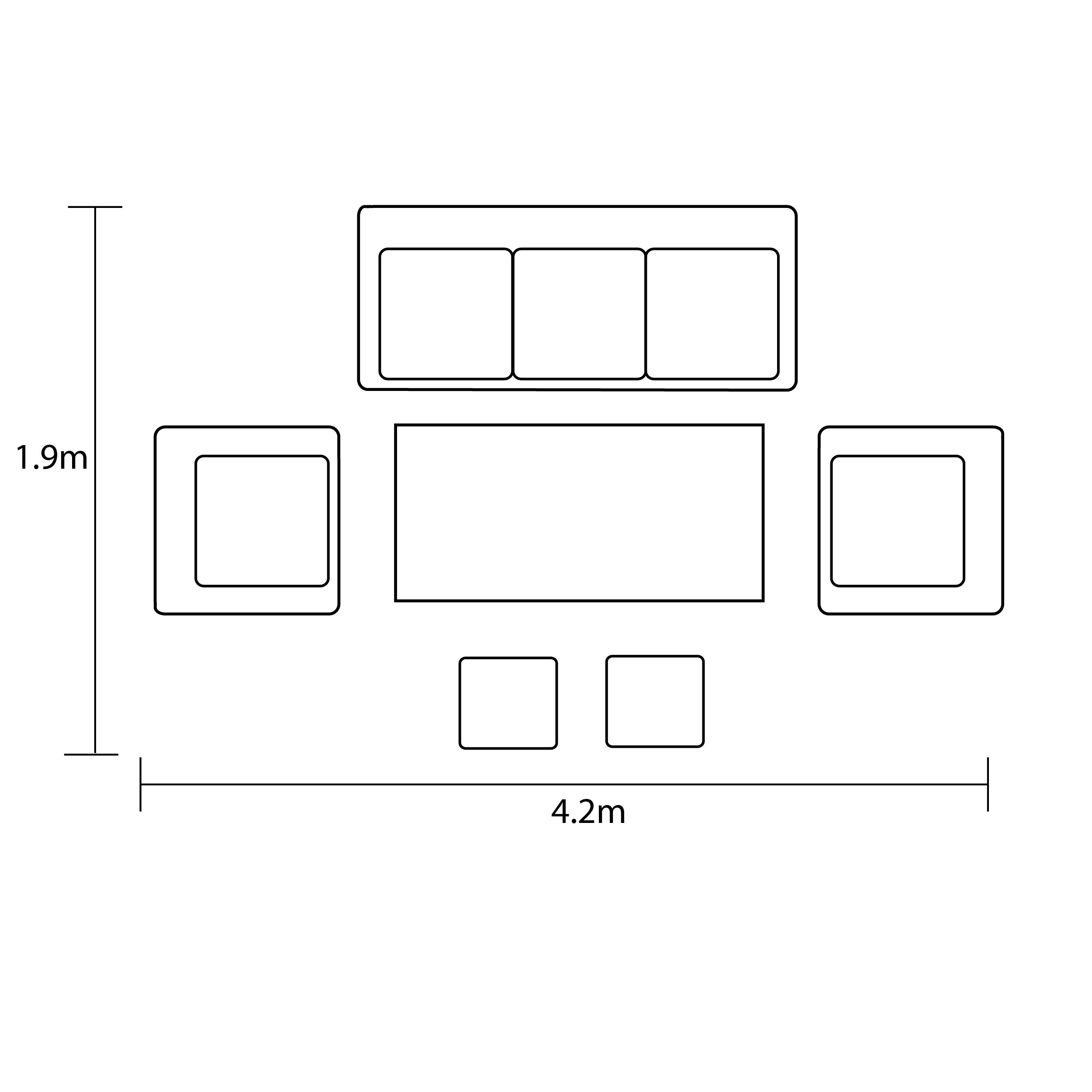 Eden 3 Seat Lounge Set footprint