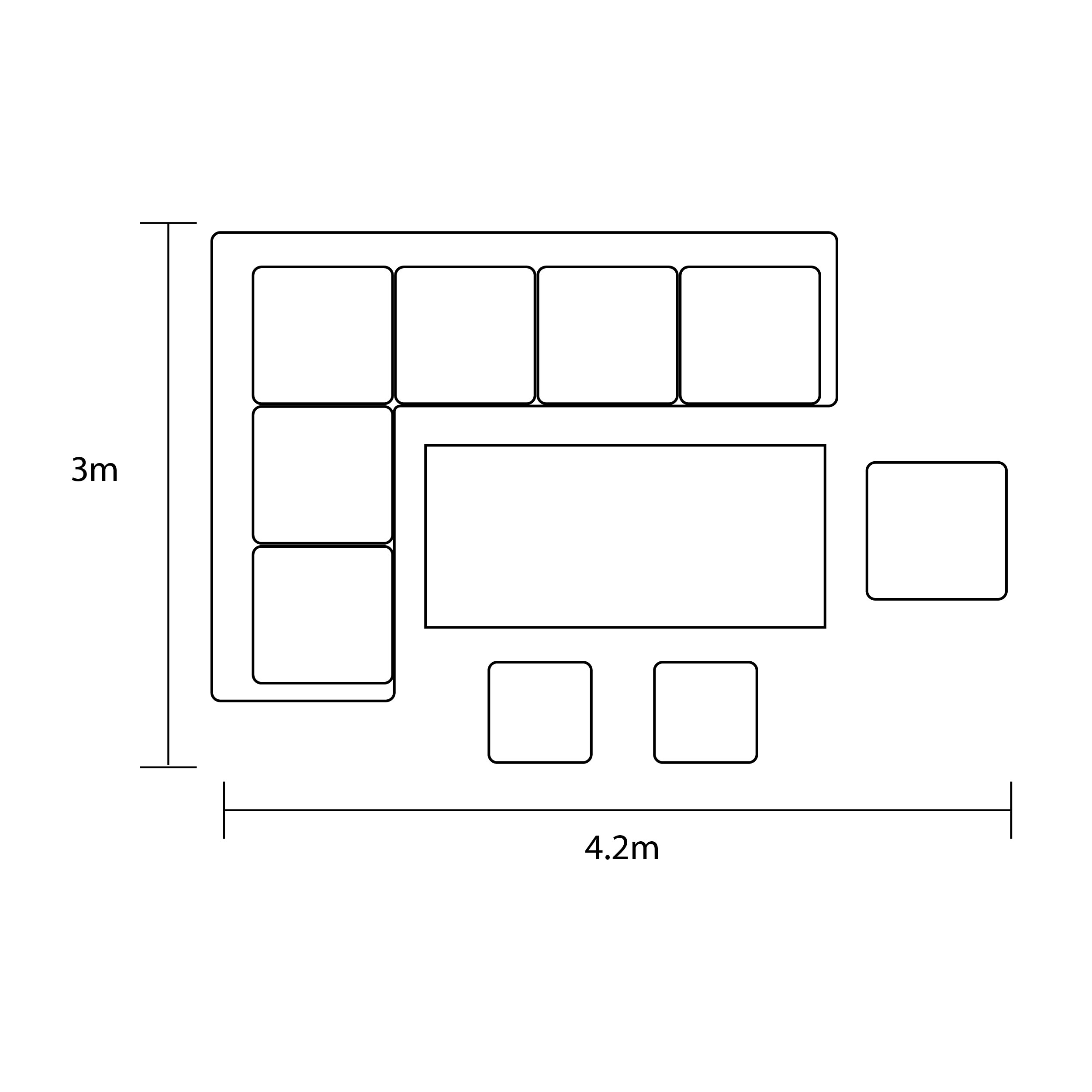 Eden Rectangular Casual Dining Set footprint