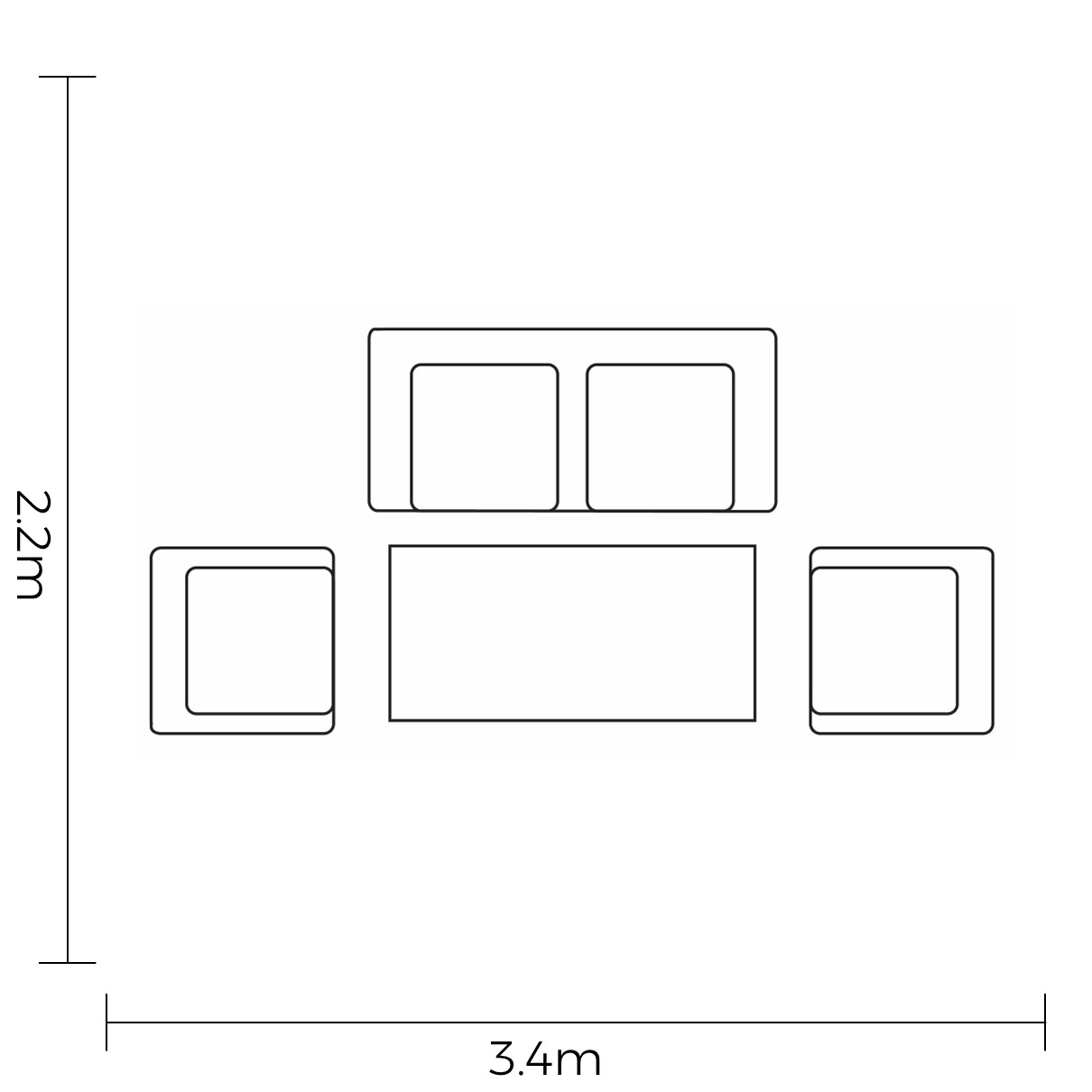 Sonas 2 Seat Lounge Set footprint