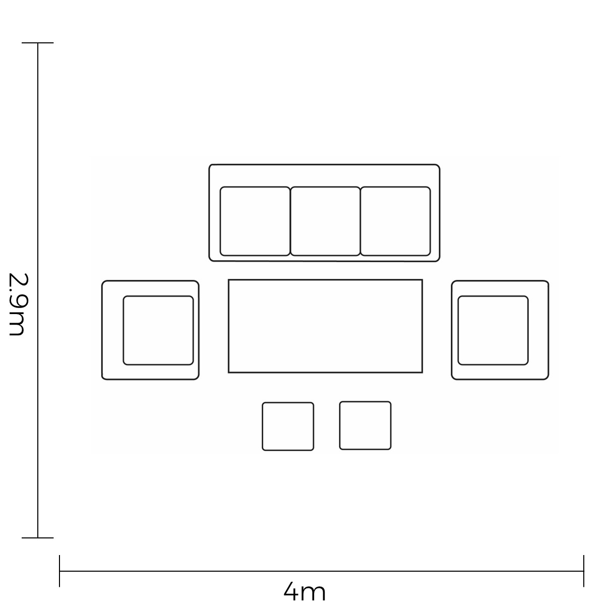 Sonas 3 Seat Lounge Set footprint