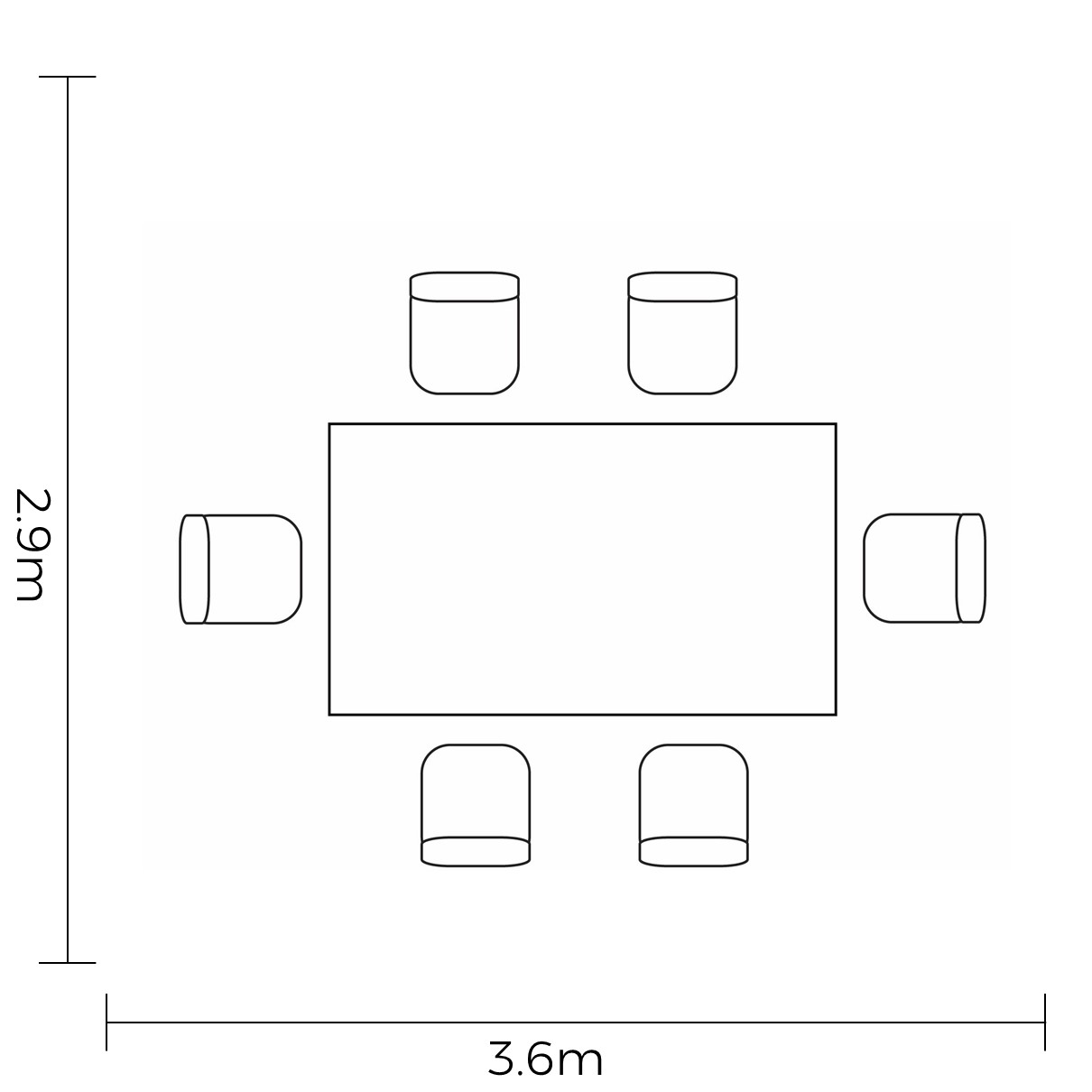 Sonas 6 Seat Dining Set footprint