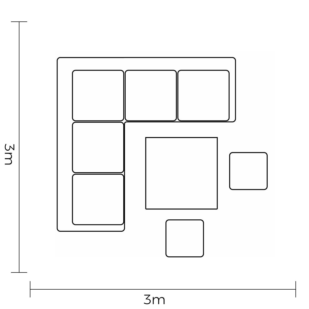 Sonas Square Casual Dining Set footprint