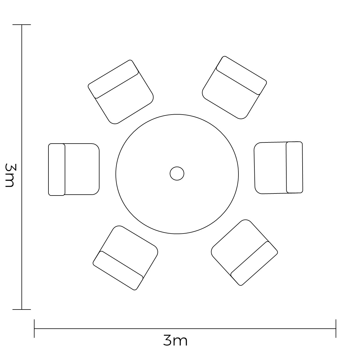 Lyra 6 Seat Round Dining Set footprint