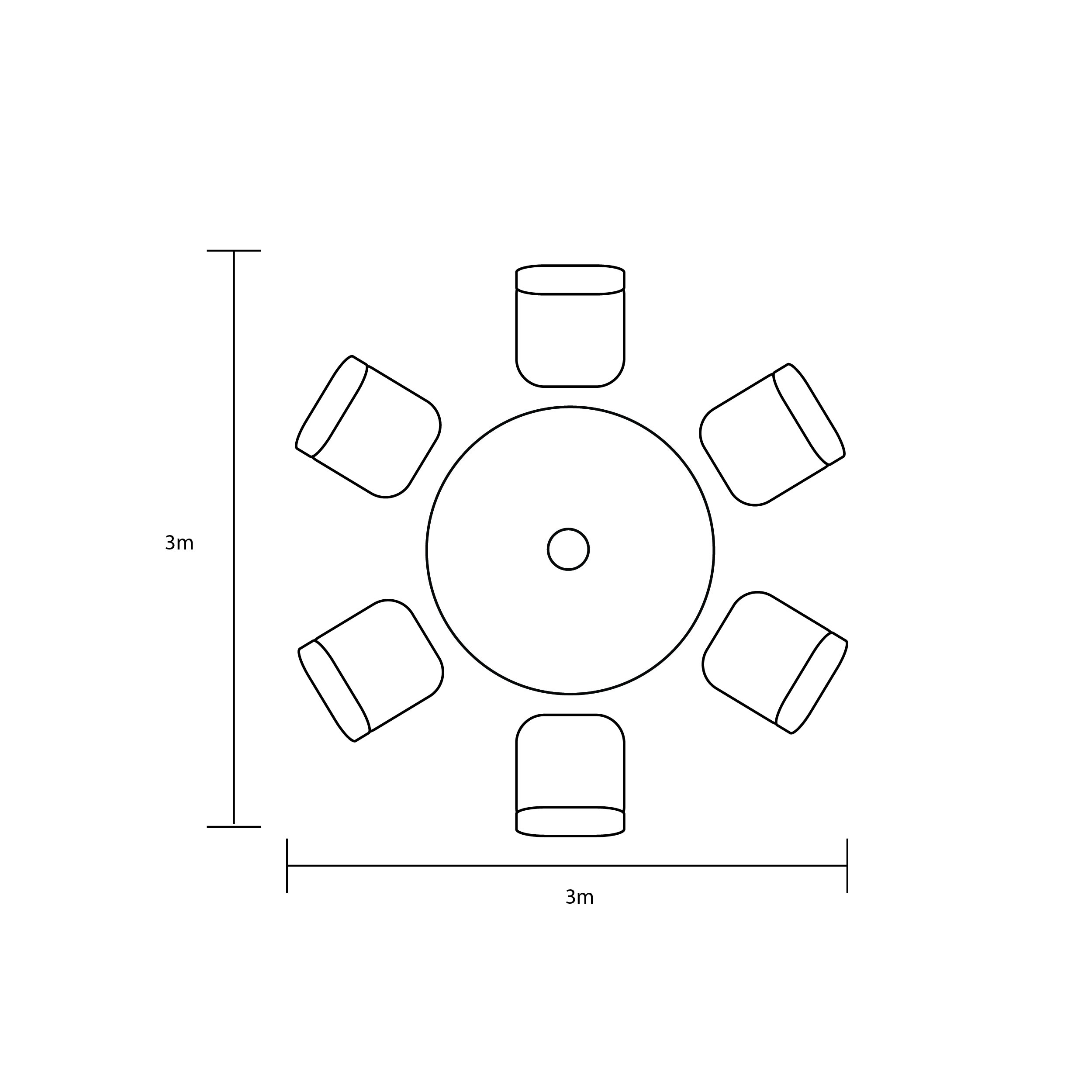 Tuscany 6 Seat Round Dining Set footprint