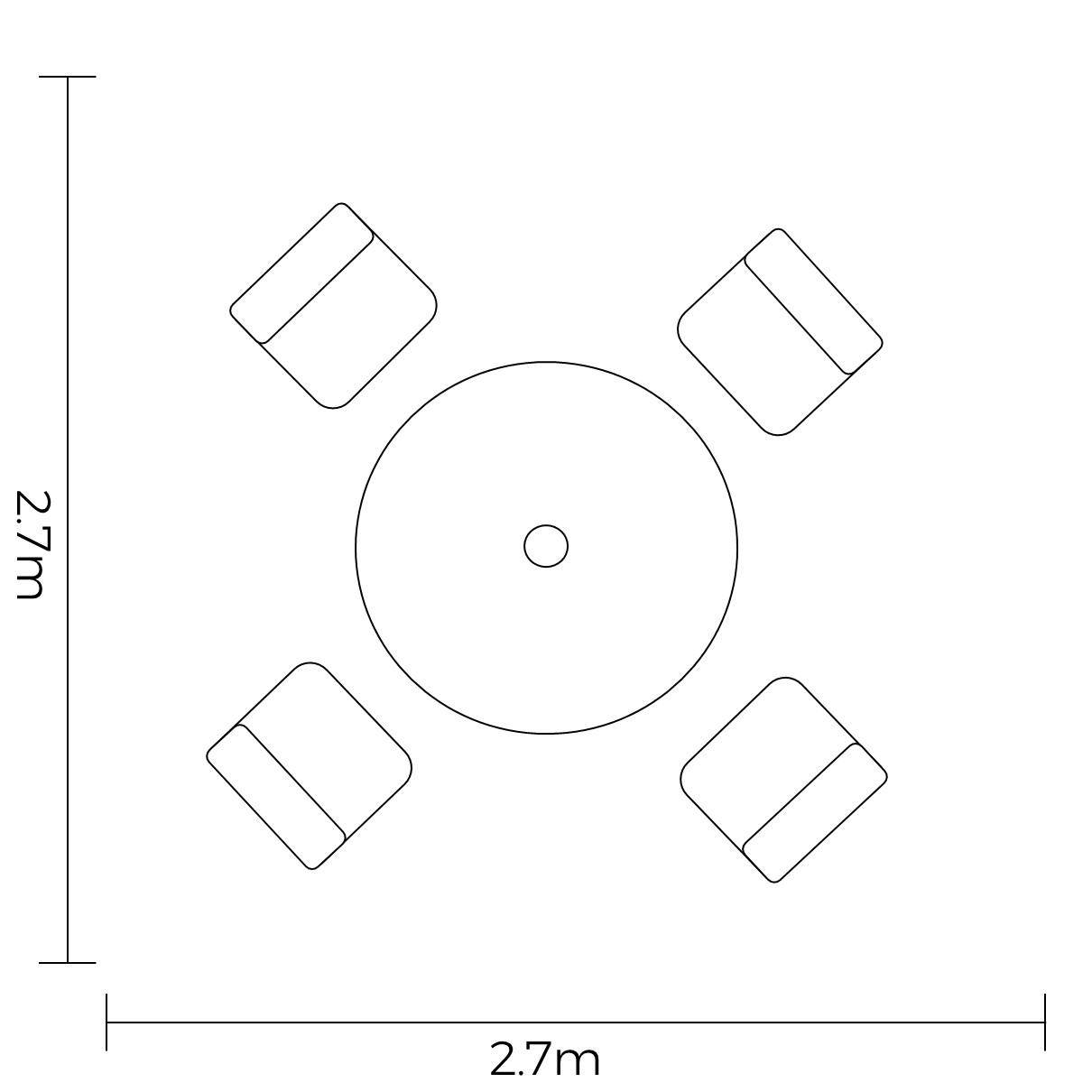 Eton 4 Seat Round Dining Set footprint