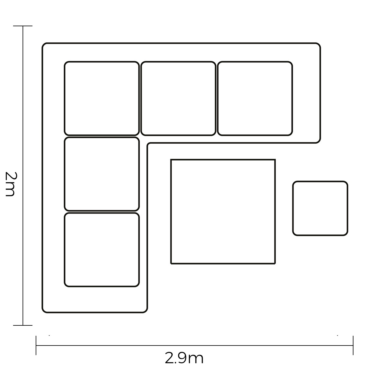 Portico Square Corner Set footprint