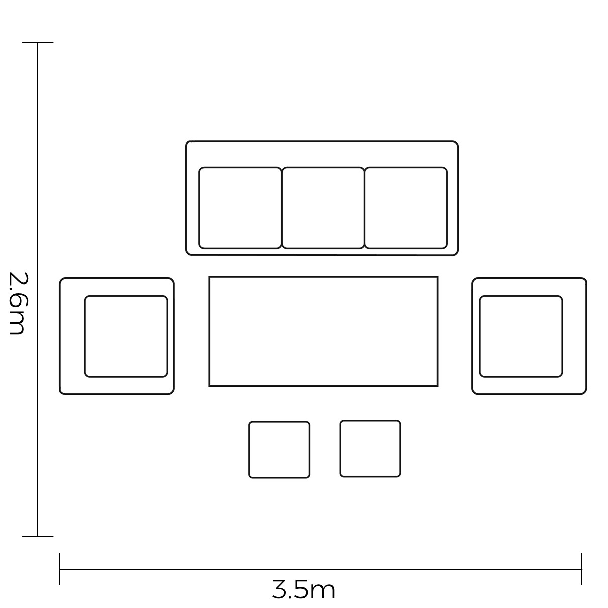 Portico 3 Seat Lounge Set footprint