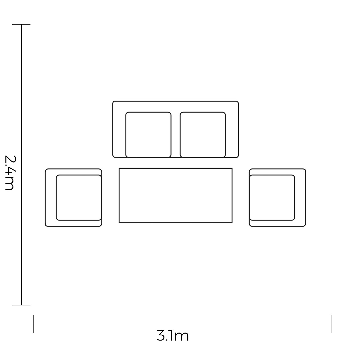 Portico 2 Seat Lounge Set footprint