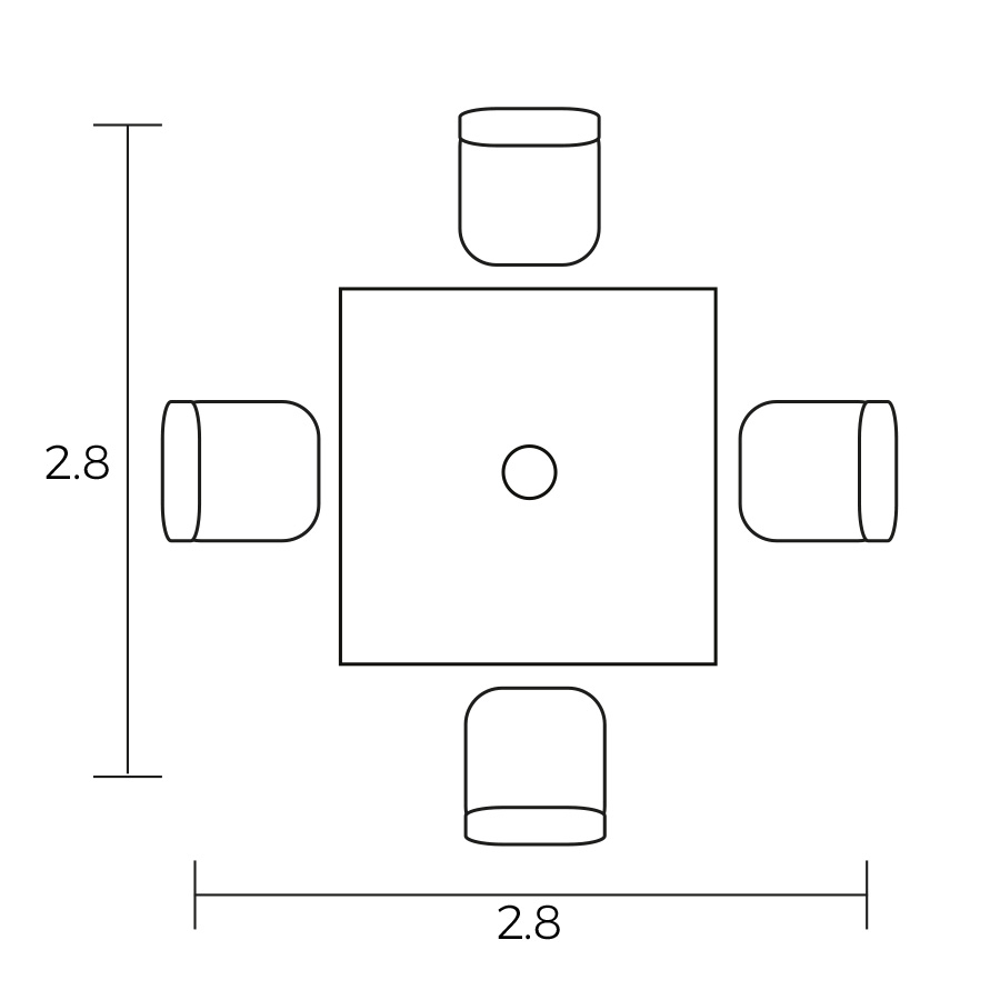 Rio 4 Seat Square Dining Set footprint
