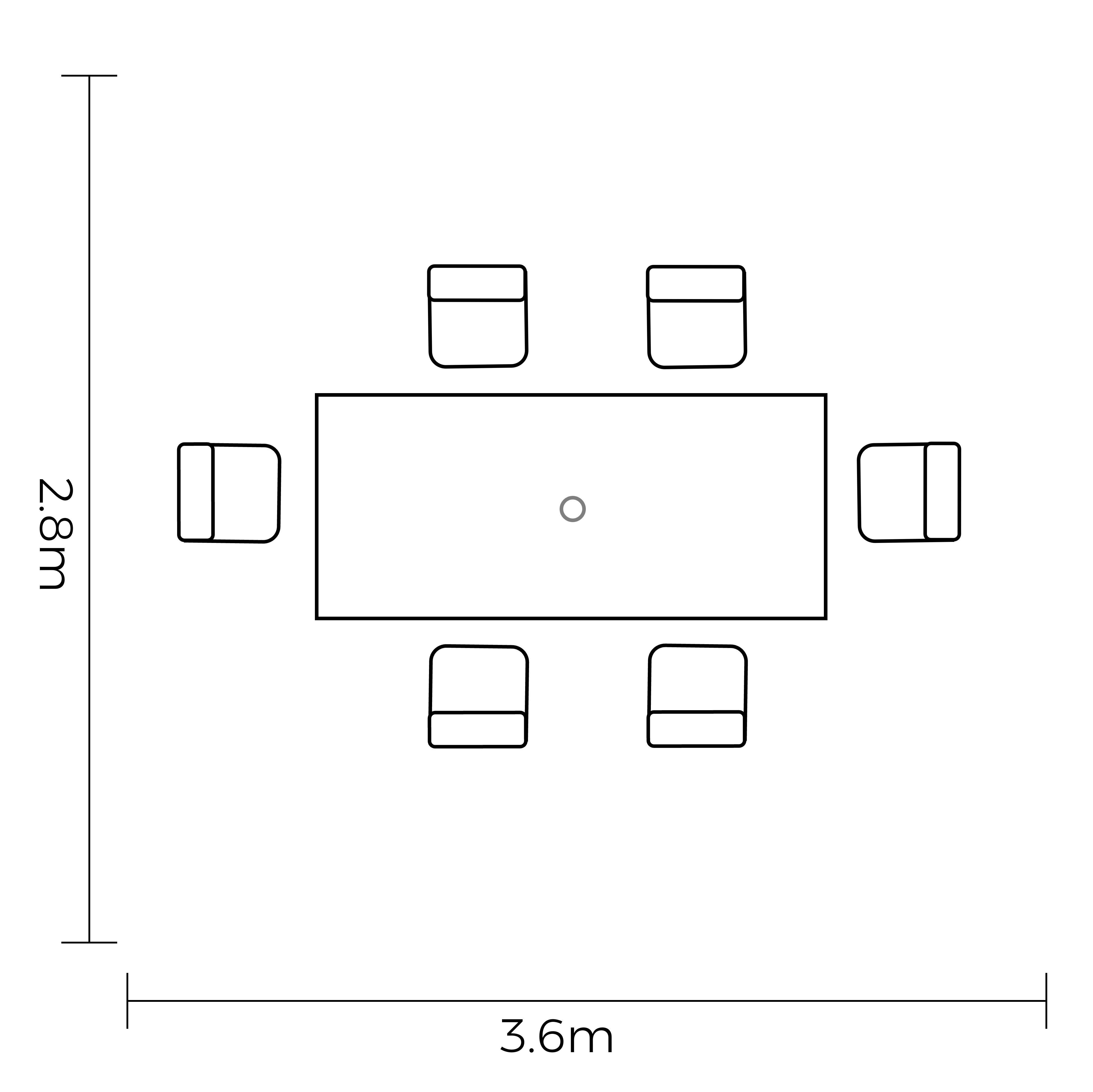 Rio 6 Seat Rectangular Dining Set footprint