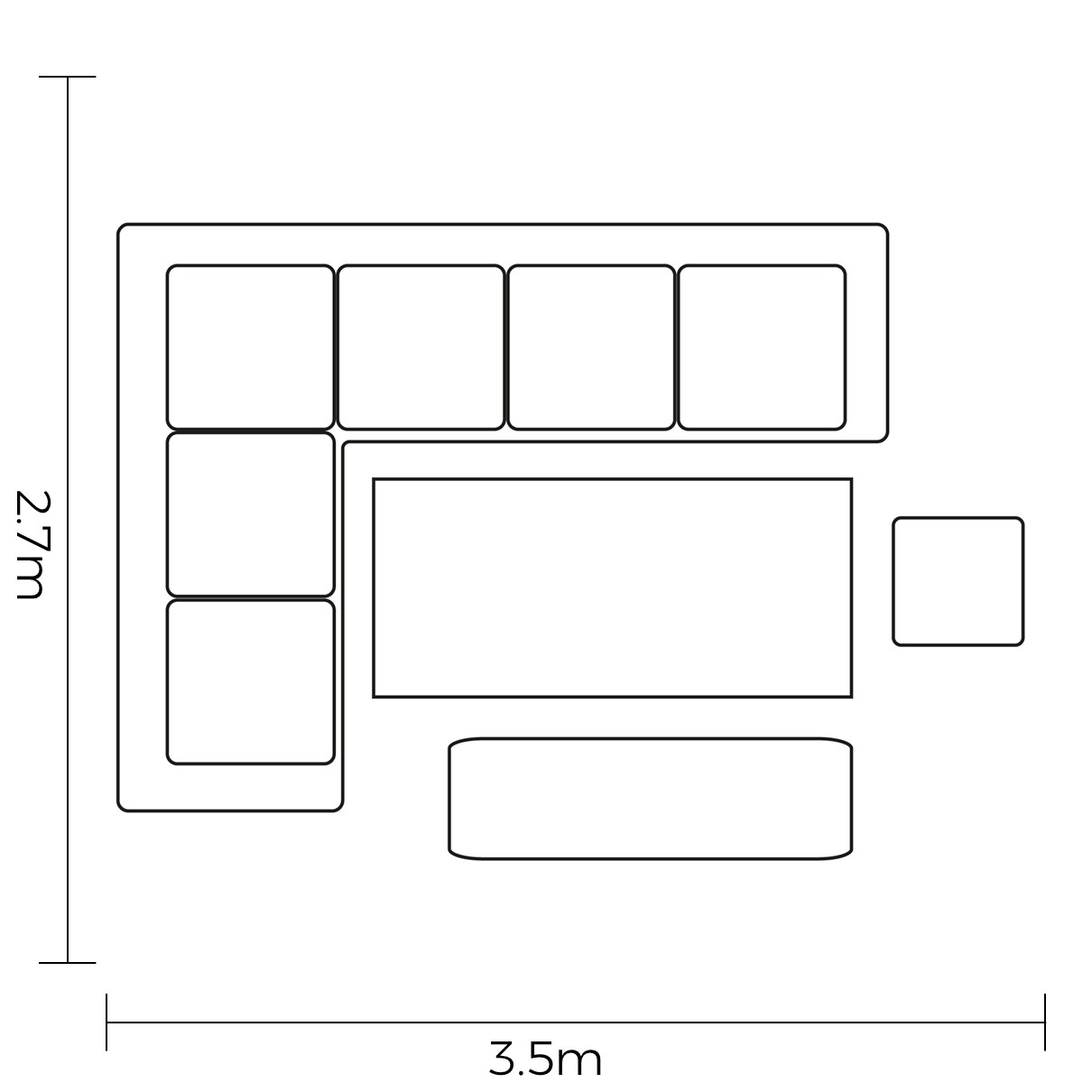 Sonas Rectangular Corner Platform Set footprint