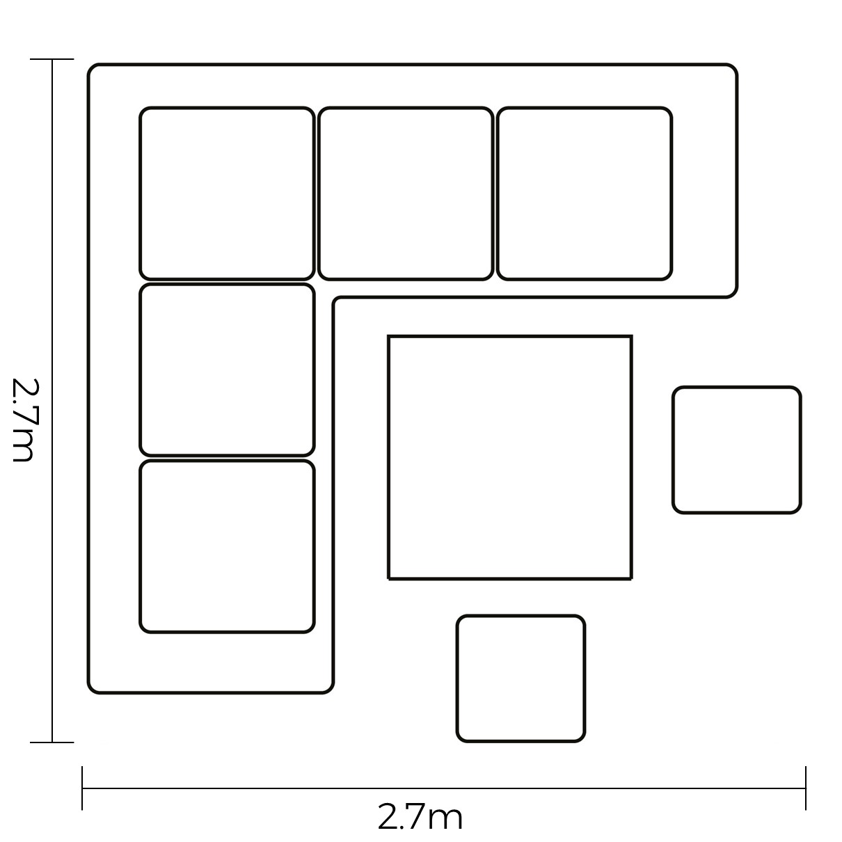 Sonas Square Corner Platform Set footprint